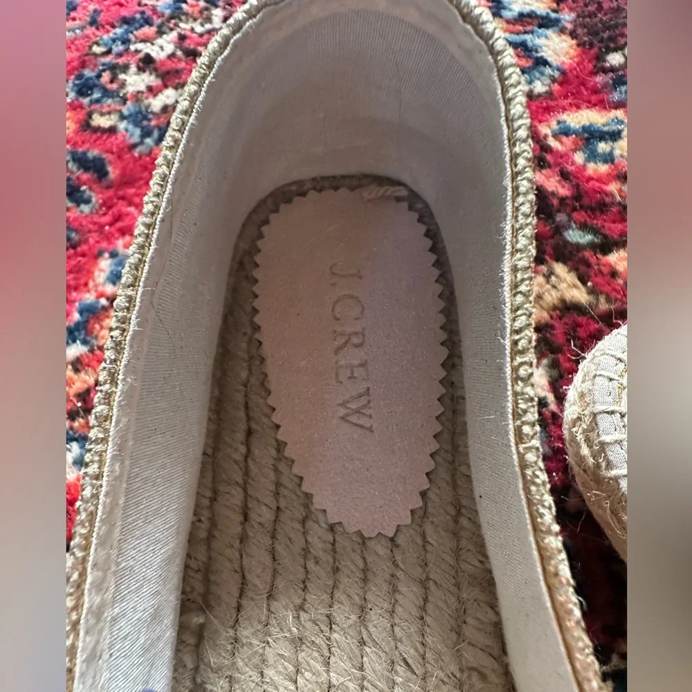 NWT‎ JCREW Made-in-Spain espadrille flats in metallic canvas sz 10.5